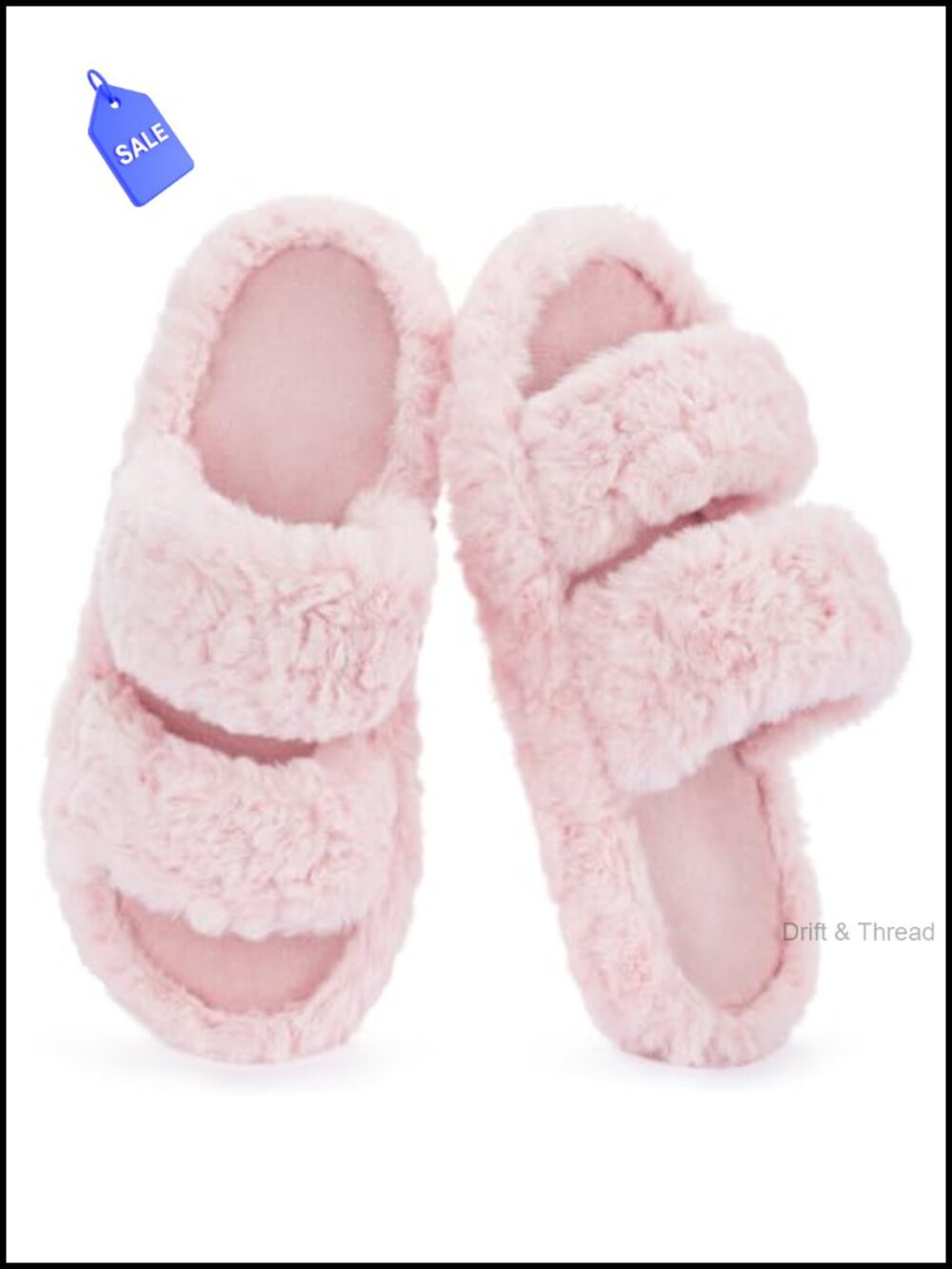 Plush Faux Fur Open Toe Slippers House Shoes Memory Foam Arch Support